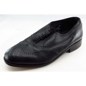 Florsheim Shoes Sz 11 3E Almond Toe Black Wingtip Oxfords Leather Men